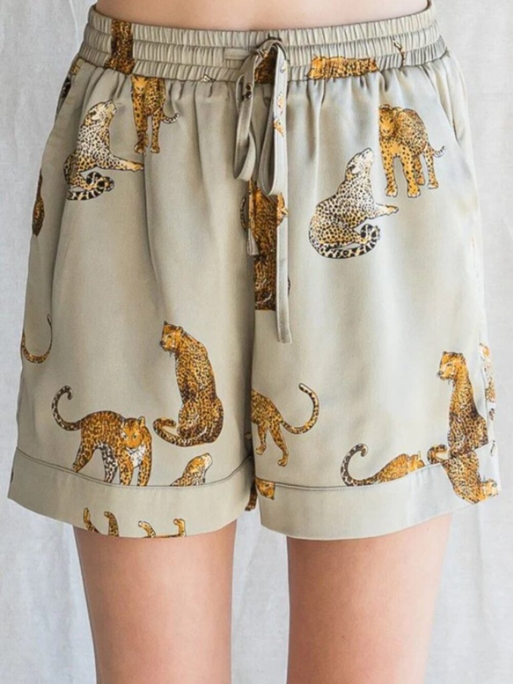 JODIFL Cheetah Print Satin Lounge Shorts
